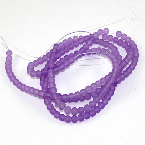 4mm Frosted Glass Beads - 78cm Strand - Mauve