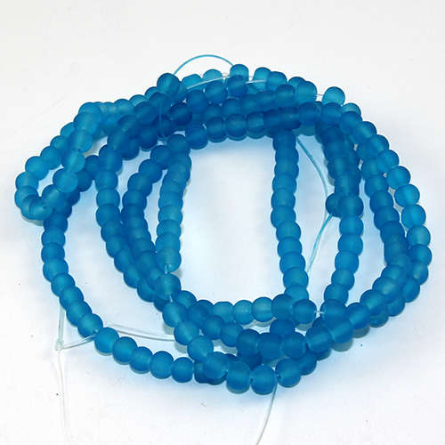 4mm Frosted Glass Beads - 78cm Strand - Turquoise