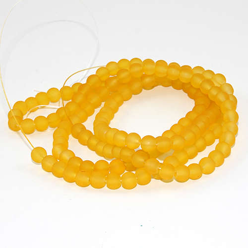 6mm Frosted Glass Beads - 78cm Strand - Sunflower