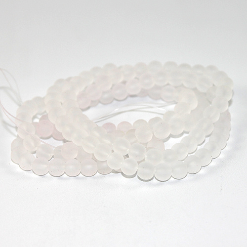 6mm Frosted Glass Beads - 78cm Strand - White