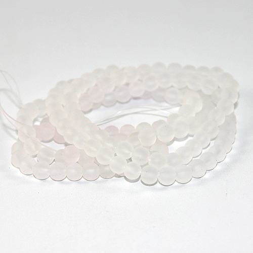 6mm Frosted Glass Beads - 78cm Strand - White