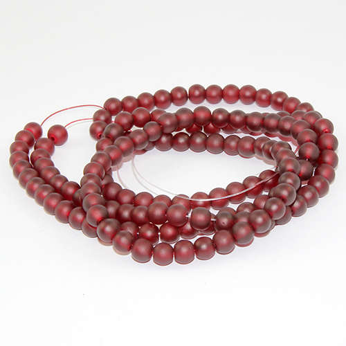 6mm Frosted Glass Beads - 78cm Strand - Siam