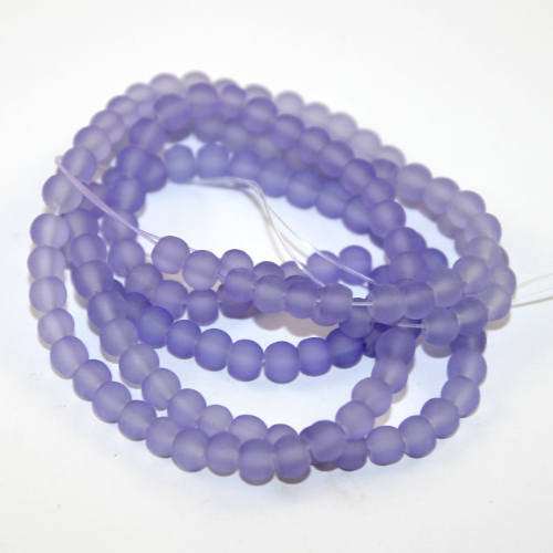 6mm Frosted Glass Beads - 78cm Strand - Lavender