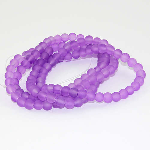 6mm Frosted Glass Beads - 78cm Strand - Mauve