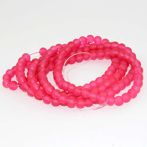 6mm Frosted Glass Beads - 78cm Strand - Red