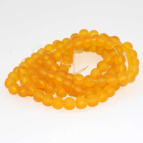 8mm Frosted Glass Beads - 78cm Strand - Sunflower