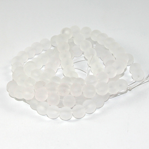 8mm Frosted Glass Beads - 78cm Strand - White