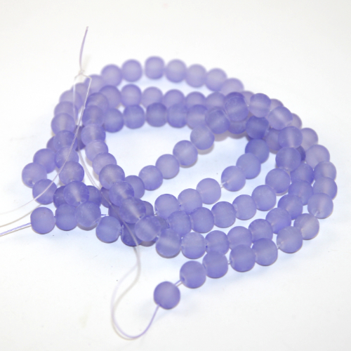 8mm Frosted Glass Beads - 78cm Strand - Lavender