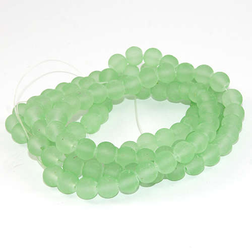 8mm Frosted Glass Beads - 78cm Strand - Peridot