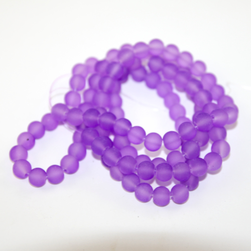 8mm Frosted Glass Beads - 78cm Strand - Mauve