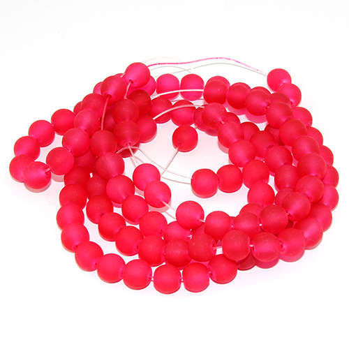 8mm Frosted Glass Beads - 78cm Strand - Red