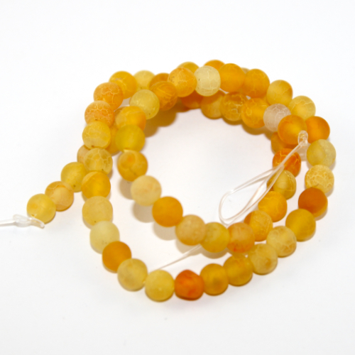 6mm Natural Frosted Agate Beads - 38cm Strands - Yellow