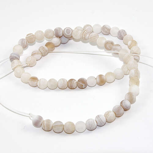 6mm Natural Frosted Agate Beads - 38cm Strands - White