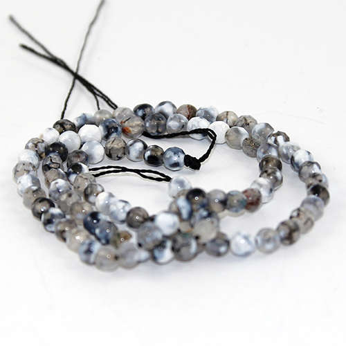 4mm Faceted Natural Agate Round Beads - 38cm Strand - Grey