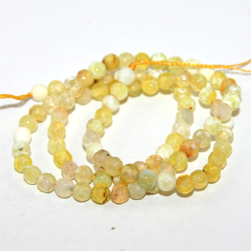 4mm Faceted Natural Agate Round Beads - 38cm Strand - Yellow