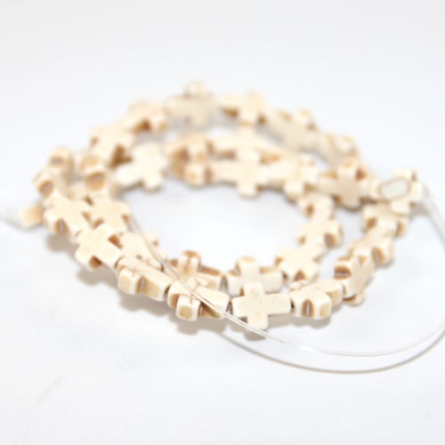 8mm x 10mm Turquoise Cross Bead - 38cm Strand - Beige