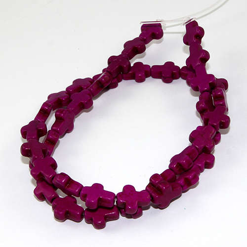 8mm x 10mm Turquoise Cross Bead - 38cm Strand - Purple