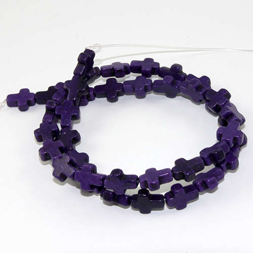 8mm x 10mm Turquoise Cross Bead - 38cm Strand - Dark Purple