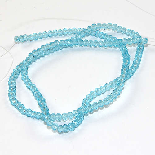 2mm x 3mm Glass Rondelle - 38cm Strand - Turquoise Blue