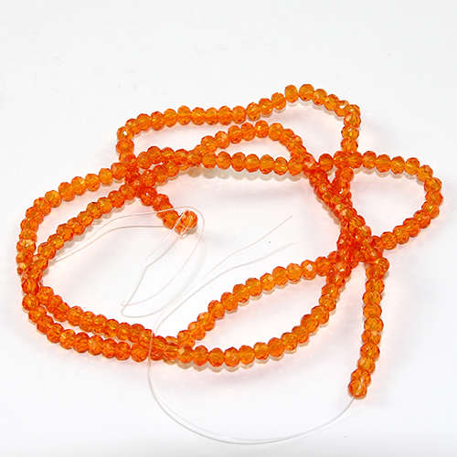 2mm x 3mm Glass Rondelle - 38cm Strand - Orange