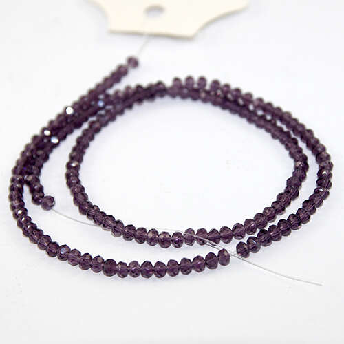 3mm x 4mm Glass Rondelle - 38cm Strand - Purple