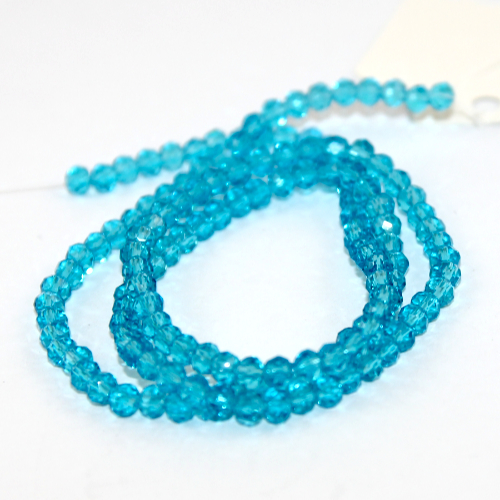3mm x 4mm Glass Rondelle - 38cm Strand - Turquoise Blue