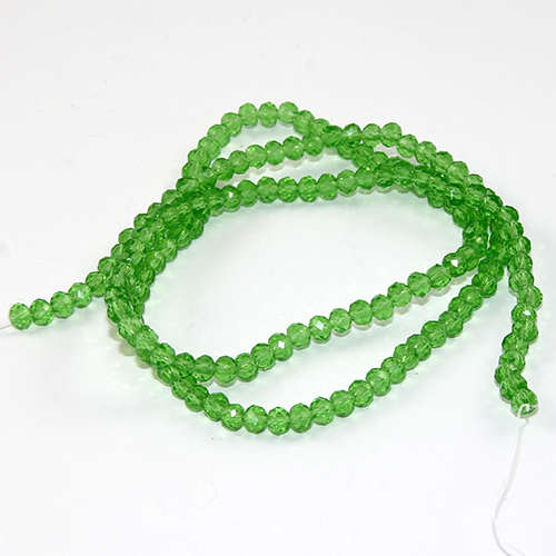3mm x 4mm Glass Rondelle - 38cm Strand - Green