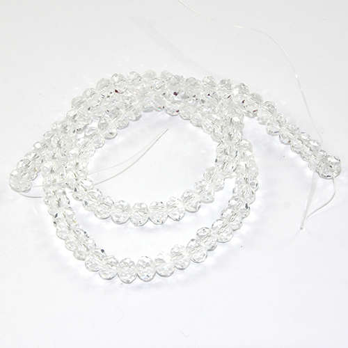 4mm x 6mm Glass Rondelle - 38cm Strand - Clear