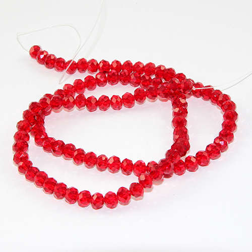4mm x 6mm Glass Rondelle - 38cm Strand - Red