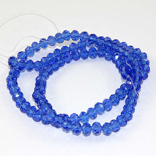4mm x 6mm Glass Rondelle - 38cm Strand - Blue