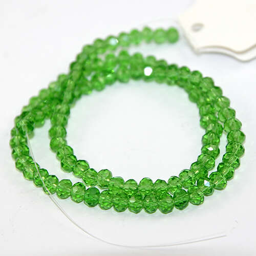 4mm x 6mm Glass Rondelle - 38cm Strand - Green