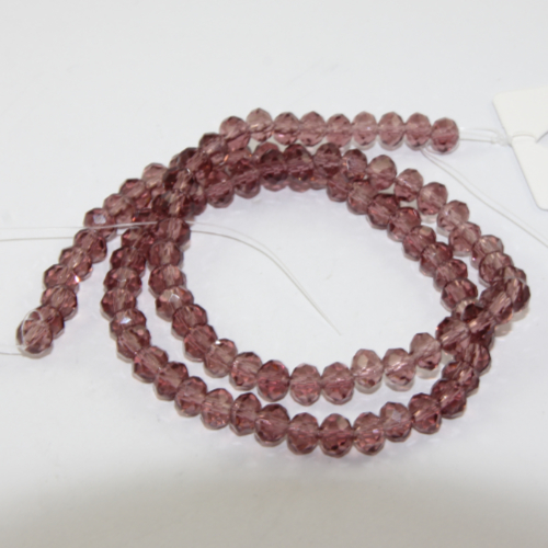 4mm x 6mm Glass Rondelle - 38cm Strand - Vintage Pink