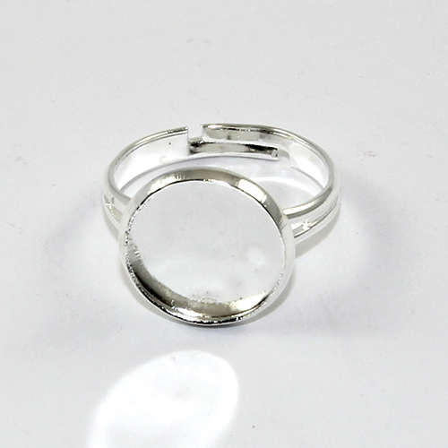 12mm Cabochon Setting Adjustable Ring - Silver