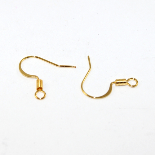 17mm French Hook with Spring - Pair - Gold 