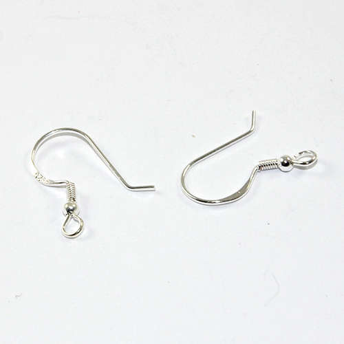 18mm Sterling Silver French Ear Hooks with Ball - Pair
