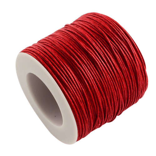 1mm Waxed Cotton Cord - sold per 10cm increments - Red