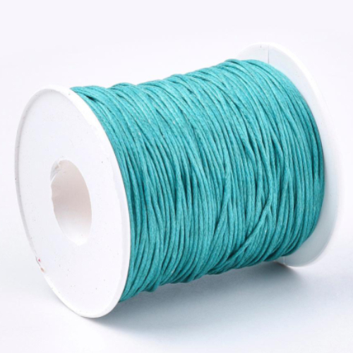 1mm Waxed Cotton Cord - sold per 10cm increments - Teal
