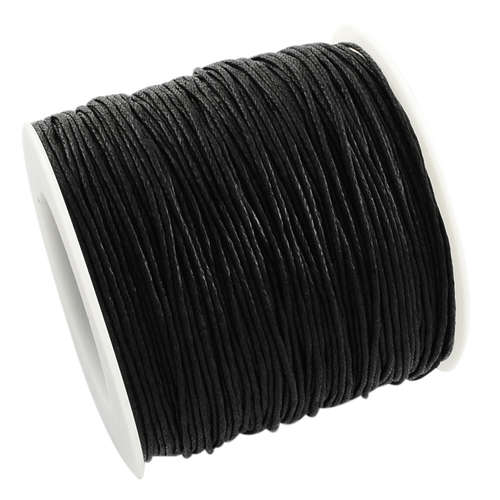 1mm Waxed Cotton Cord - sold per 10cm increments - Black