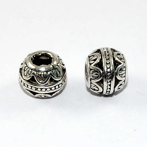 Carved Lace Euro Bead - Antique Silver