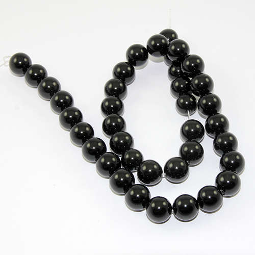 10mm Natural Black Agate Round Bead Strands - 38cm Strand