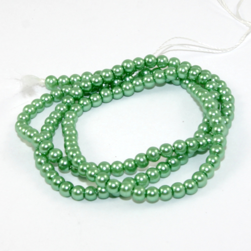 3mm Round Glass Pearls - 38cm Strand - Apple Green