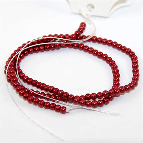 3mm Round Glass Pearls - 38cm Strand - Red