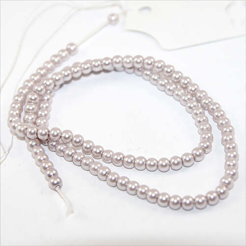 4mm Round Glass Pearls - 38cm Strand - Cream Rose