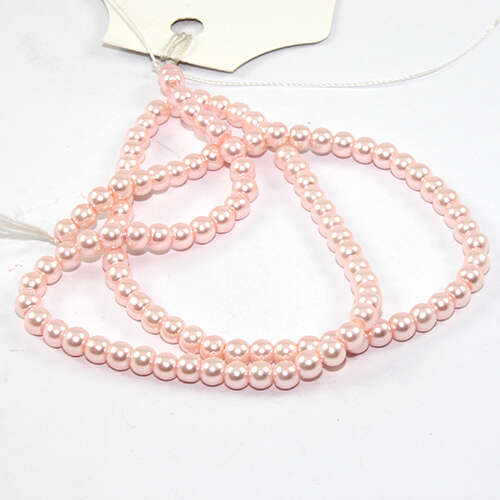 4mm Round Glass Pearls - 38cm Strand - Pale Pink