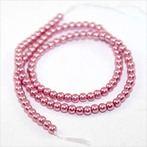 4mm Round Glass Pearls - 38cm Strand - Pink