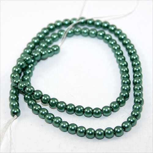 4mm Round Glass Pearls - 38cm Strand - Teal