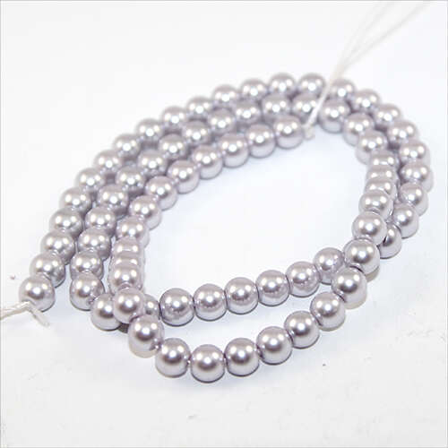 6mm Round Glass Pearls - 38cm Strand - Lavender