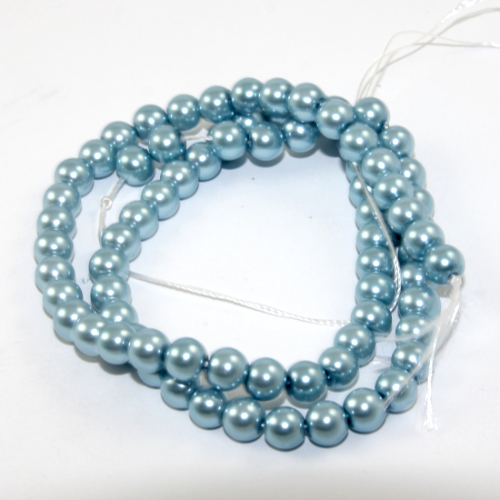 6mm Round Glass Pearls - 38cm Strand - Light Blue