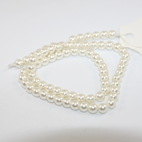 6mm Round Glass Pearls - 38cm Strand - Pale Yellow