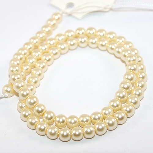 6mm Round Glass Pearls - 38cm Strand - Pale Lemon